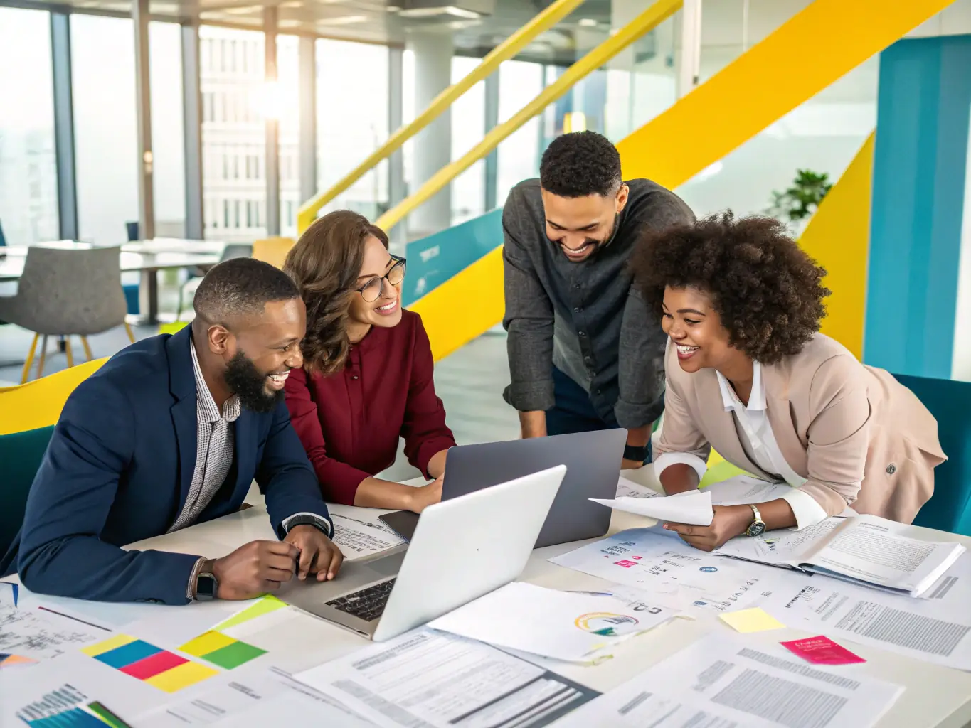 An image showcasing a diverse team collaborating on a project, symbolizing effective talent solutions.